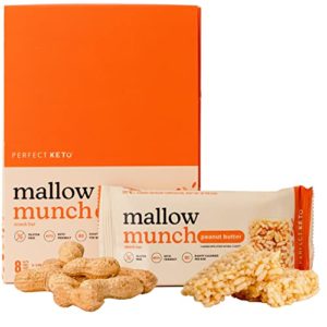 Perfect Keto Mallow Munch | Gluten-Free Keto Breakfast Cereal Bars with Zero Added Sugar | Enjoy the Chewy Treat You Love and Stay Committed to Ketosis | 8 Pack (Peanut Butter)
