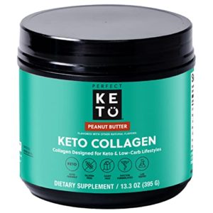 Perfect Keto Collagen Protein Powder with MCT Oil - Grassfed, GF, Multi Supplement, Best for Ketogenic Diets, Use as Keto Creamer, in Coffee and Shakes for Women & Men (Peanut Butter)
