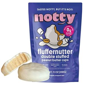 Notty Fluffernutter Peanut Butter Cups - 10 Pack - White Chocolate Style - Perfect Keto Snack - Vegan Candy - Plant Based - Zero Carb, Sugar Free, Diabetic Friendly, Wise, Healthy Foods, Hot Dessert Products Bark Bars