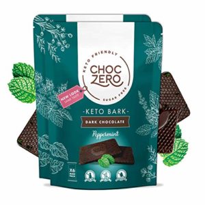ChocZero's Dark Chocolate Peppermint Keto Bark. Sugar Free, Low Carb. No Sugar Alcohols. (2 bags, 12 individual Wrapped bars)