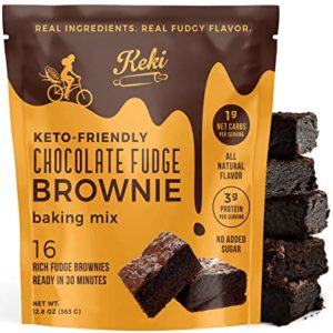 Keto Chocolate Fudge Brownie Mix – Bake 16 Low Carb Brownies with Real Dutch Cocoa, No Sugar Added, Vanilla, & Espresso Mix – Keto Baking Mix for Keto, Diabetic – Keto Brownie Cake Mix by Keki (1pack)
