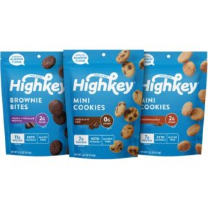 HighKey Sugar Free Cookies Variety Pack - Keto Snacks Zero Carb No Sugar Chocolate Chip Cookie, Snickerdoodle, Brownie Bites Low Carb Gluten Free Diabetic Snack Diet Friendly Food Sweets 2.25oz 3-Pack