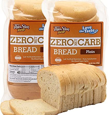 Keto Bread, Low Carb Bread, Zero Net Carbs, Soy Free, Taste Guaranteed - Plain (Pack of 2 Keto Breads) | ThinSlim Foods