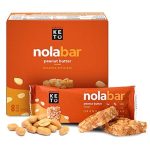 Perfect Keto Nola Bars | Gluten-Free Keto Granola Bars with Zero Added Sugar | Enjoy a Chewier, Nuttier, and Tastier Way to Curb Cravings and Start the Day | Peanut Butter | 8 Bars 32g