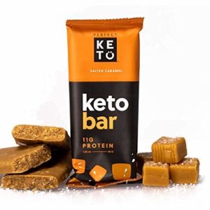 Perfect Keto Bars - The Cleanest Keto Snacks with Collagen and MCT. No Added Sugar, Keto Diet Friendly - 3g Net Carbs, 18g Fat,11g protein - Keto Diet Food Dessert (Salted Caramel, 12 Bars)