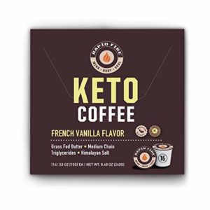 Rapidfire French Vanilla Ketogenic High Performance Keto Coffee Pods, Supports Energy & Metabolism, Weight Loss, 16 Single Serve K Cup Pods, Brown, French Vanilla, 16.0 Count