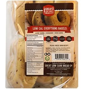 Great Low Carb 65 Calorie Everything Bagels| Keto friendly Snack | Vegan Friendly| Kosher| Served Fresh |Non GMO |Low carb diet | Perfect for breakfast | Best for weight loss|12oz bag of 6