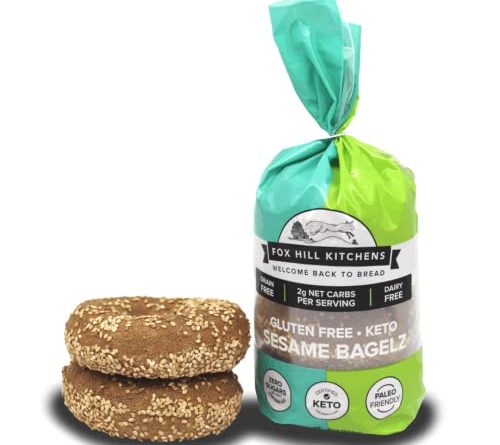 Low Carb & Gluten Free Bagels | Certified Keto & Paleo Friendly | Zero Sugars, Grain Free & Dairy Free | Fox Hill Kitchens (Sesame, 1 Pack)