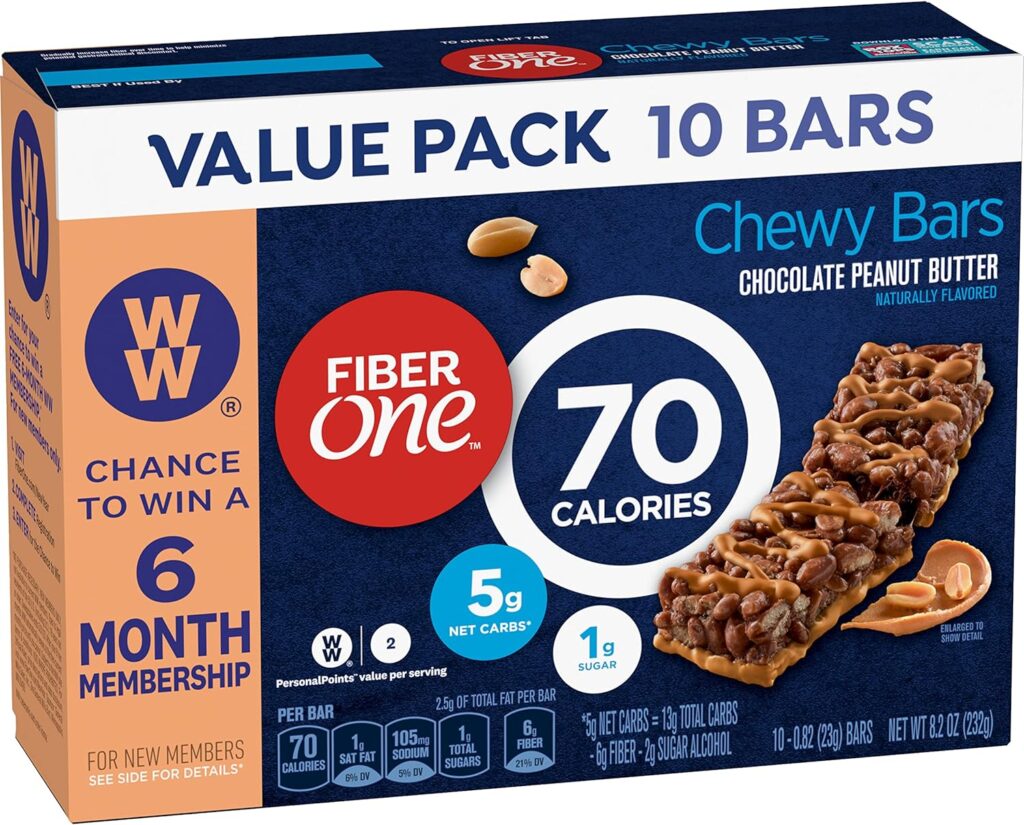 Fiber One 70 Calorie Chewy Snack Bars, Chocolate Peanut Butter, 10 ct