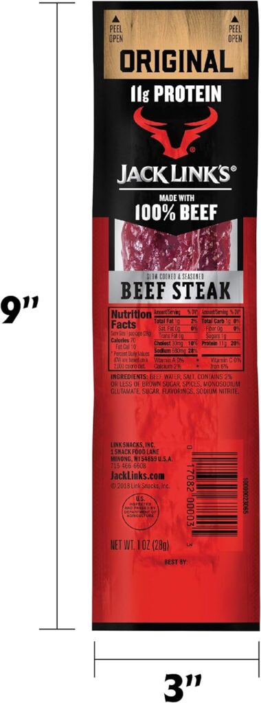 Jack Links Premium Cuts Beef Steak, Original, Strips -Great Protein Snack with 11g of Protein and 1g of Carbs Per Serving, Made with Beef, 1 Ounce (Pack of 12)