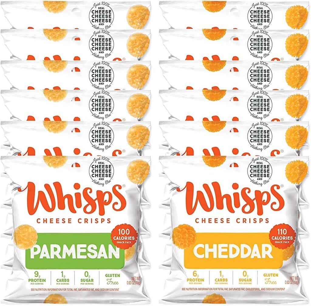 Whisps Cheese Crisps Cheddar Cheese | Healthy Snacks | Keto Snack, Gluten Free, High Protein, Low Carb (0.63Oz, 12 Packs)