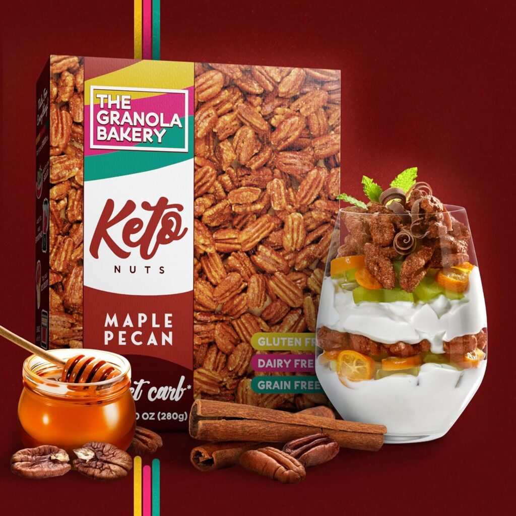 TGB Maple Pecans | 1g Net Carb Keto Snack | Gluten Free Low Carb Candy Nuts, 10 Ounces